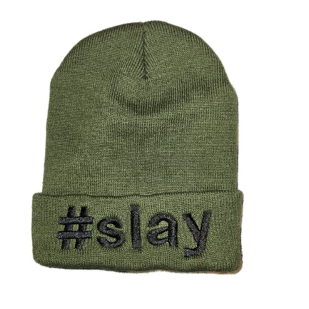 #SLAY Army Green Beanie One Size No Brand